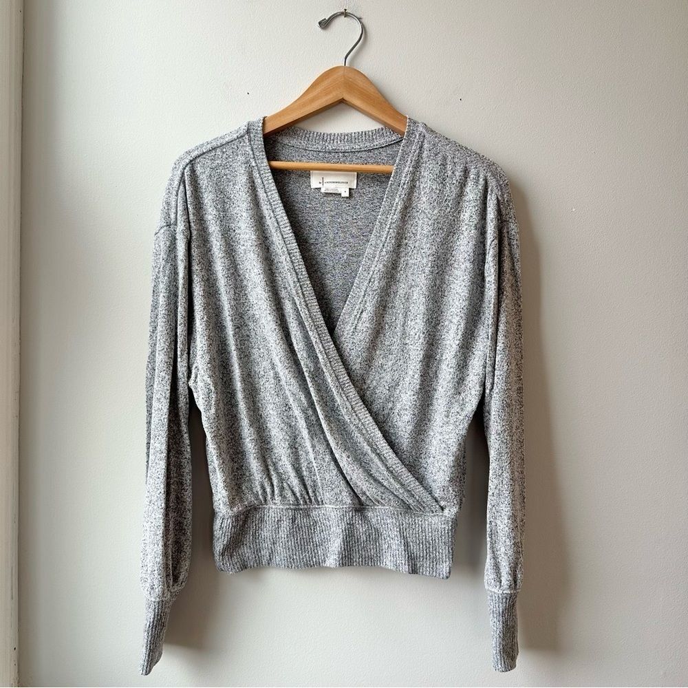 Anthropologie Gray Wrap Crossover Lightweight Sweater Small